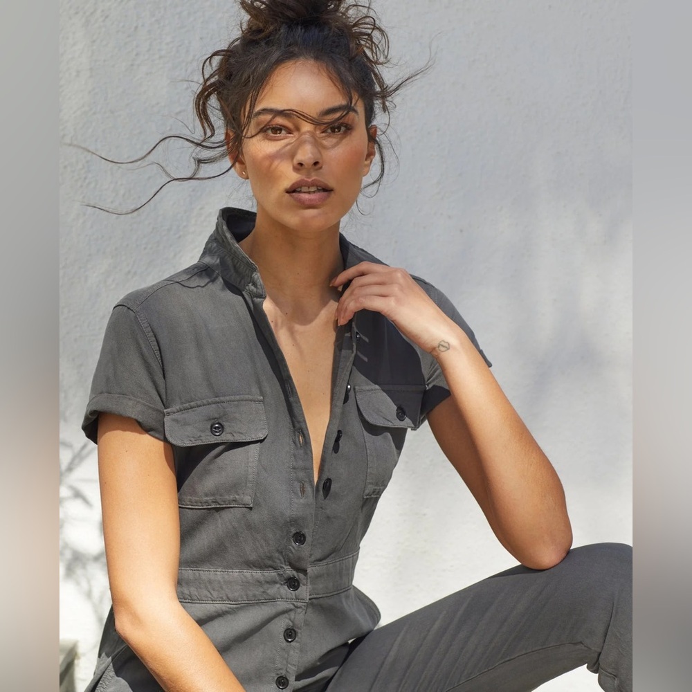 NWT Outerknown gray organic cotton linen pant jumpsuit xsmall xs medium large L